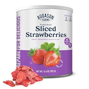 Augason Farms Freeze Dried Sliced Strawberries Can – Gluten Free Snack for Baking, Smoothies, and Emergency Storage – Healthy Individual Fruit Snacks – 6.5 Ounces (18 Servings)
