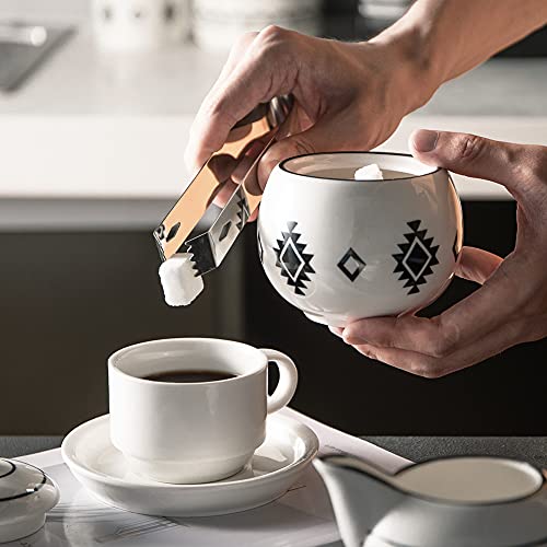Sweejar Ceramic Sugar And Creamer Set, Cream Pitcher, Sugar Bowl With Lid, Coffee Serving Set For Wedding/Women/Gift/Afternoon Tea #TOP4