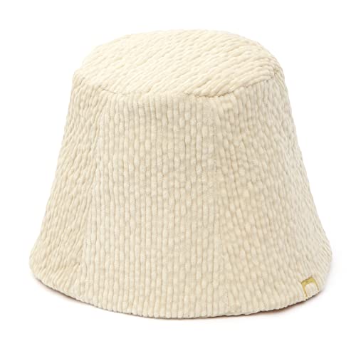 Undercontrol Gold Brass Label Corduroy Cotton Fall Winter Standard Size Foldable Korea Sun Protection Bucket Hat For Women (Wave Corduroy Milk) #TOP1