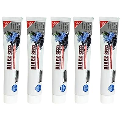 Natural Black Seed Toothpaste (5-Pack) Fluoride-Free & Paraben-Free Herbal Toothpaste for Sensitive Teeth with Lemongrass, Orange Peel & Green Tea Fresh Breath & Oral Care