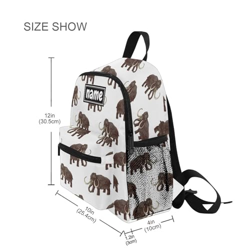 Custom Kid's Name Backpack, Vintage Mammoth Toddler Backpack for Daycare Travel Personalized Name Preschool Book Bag Children Kindergarten Bag for Boys Girls3