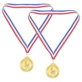 RUNROTOO 2 medallas de Premio de 6,35 cm (2,5 Pulgadas) en Oro, Trofeo para el Ganador del Primer Puesto, con Cintas para el Cuello. Regalo Ideal para torneos ecuestres, competiciones Deportivas y