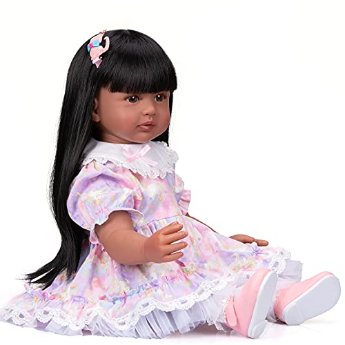 Muñeca Bebé Reborn Afroamericana 60 cm Realista miniatura 6