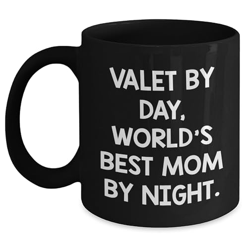 Valet Gifts for Him, Funny Black Coffee Mug for Christmas, Valet By Day, World's Best Mom By Night, Gifts from Men, Unique Valet Present