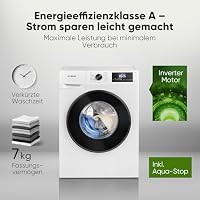 Bomann® Waschmaschine 7kg | 10 Jahre Motor-Garantie | Invertermotor - effizient, leise & langlebig | inkl. Aqua-Stop | max. 1400 U/min | 15 Programme | LED-Display | Washing Machine | WA 7501 weiß – Ansicht 2