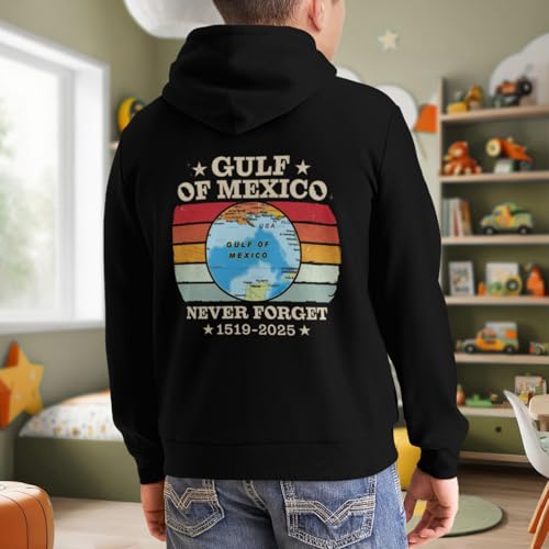 Kids Funny Retro Never forget Gulf of Mexico Boys Girls Lightweight Kangaroo Pocket Fleece Hoodies 7