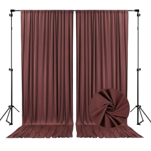 Image of 10 x 7 Feet Brown Backdrop Curtain for Partie, Background Curtains for Photoshoot, Birthday, Wedding, Halloween, Thanksgiving, Christmas, New Year Party Decorations 5Ft x 7Ft, 2 Panels
