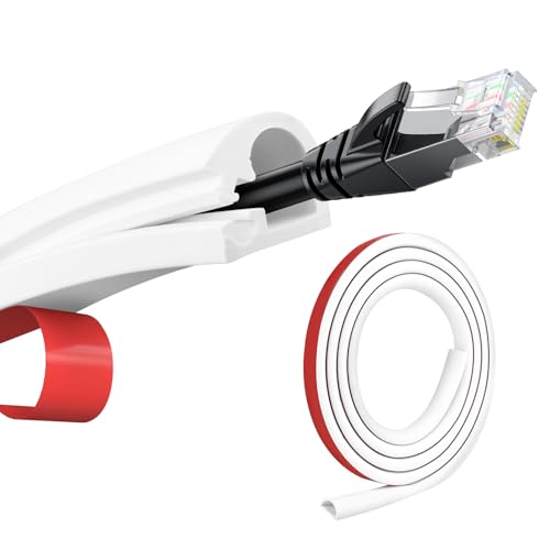 1 M Canaletas Cableado Adhesivas, Mini Blanco Canaletas Cables Pared Adhesivo Autoadhesivas para Organizar Proteger y Cubrir Cables Pared de TV y de Red Domésticos para Despacho Suelo