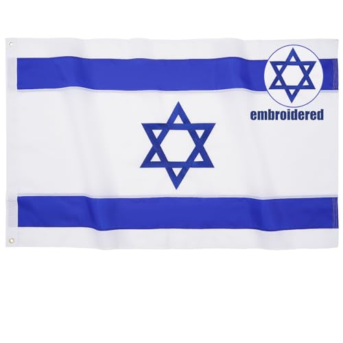 TOPFLAGS Israel Flag 5x8 Feet Outdoor Israeli Flag Heavy Duty Sewn Stripes Large Israeli Flags for Outside Inside Vivid Color Fade-resistant