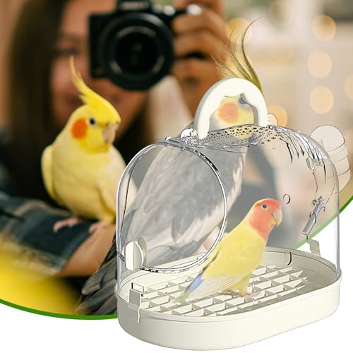 Gaiola portátil transparente, gaiola para pássaros domésticos com bandeja|Gaiola transparente para v