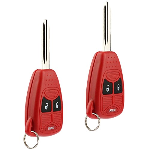 Key Fob Keyless Entry Remote fits Chrysler Aspen Pt Cruiser / Dodge Caliber Dakota Durango Magnum Nitro Ram / Jeep Compass Patriot Wrangler / Mitsubishi Raider (Red), Set of 2