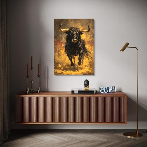 Tableau abstrait taureau pour habiller un mur vide sans cadre - 2