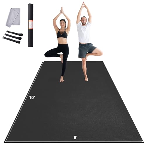 VEVOR Large Exercise Mat, Non Slip High Density Premium Yoga Mat, Exercise Yoga Mat for Men Women, Fitness & Exercise Mat with Bag & Carry Strap, for All Types of Home Yoga, Pilate & Floor Workout