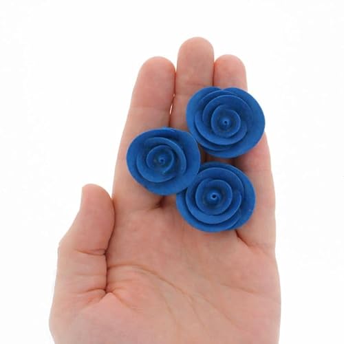 Global Sugar Art Edible Kosher Royal Icing Royal Blue Medium Roses 12 Count for Cake and Cupcake Decorating by Chef Alan Tetreault