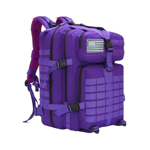 Military-Tactical-Backpacks-for-MenWomen-45L-Army-Molle-Daypack-3-Day-Bug-Out-Bag-Hiking-Trekking-Rucksack45L-purple SEYATULLH Military Tactical Backpacks for Men/Women 45L Army Molle Daypack 3 Day Bug Out Bag Hiking Trekking Rucksack(45L purple)