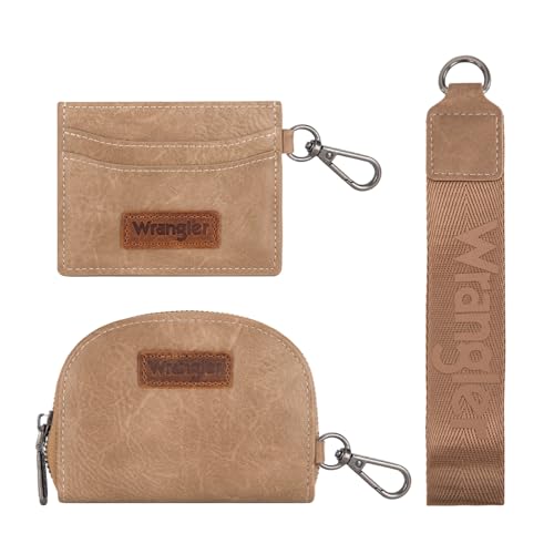 Image of Wrangler KeyChain Wallet Wristlet Wallets for Women Dual Pouch Wristlet with Zipper Womens Credit Card Holder Wallet