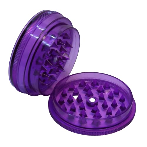 Purple Plastic Herb Grinder 60mm - 3-Part Magnetic Shark Teeth with Airtight Smell-Proof Stash Storage