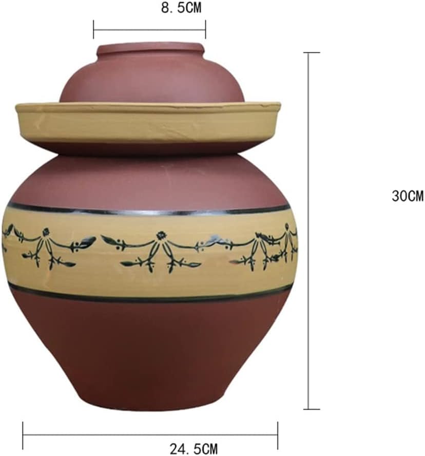 Traditional Chinese Porcelain Pickle Jar, Ceramic Fermentation Crock Pickling Pot,Fermenting Jar with Water Seal Airlock Lid Stoneware Fermenter for Kimchi Sauerkrau B