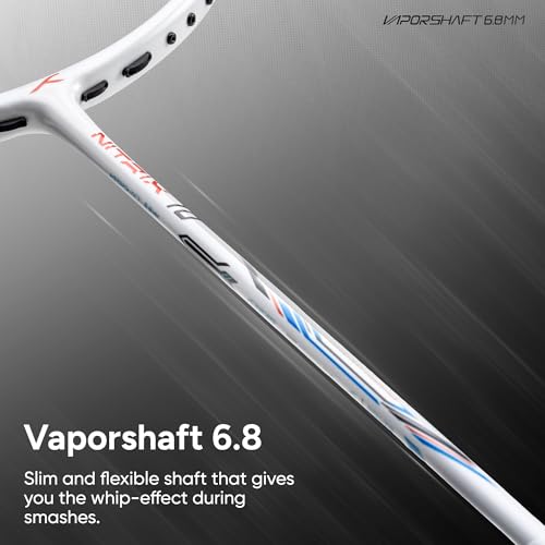 Image of Hundred Nitrix 10 Badminton Racket (Strung) | Carbon Fiber Frame | Head-Heavy Attacking Racket | Flexible Shaft for Powerful Smashes | Max Tension 30 lbs | Full Cover Included