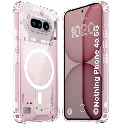 TheGiftKart Shockproof Ultra-Hybrid Back Cover Case for Nothing Phone 4a 5G Compatible with MagSafe | 360° Protection | Crystal Clear Hard Back Cover Case for Nothing Phone 4a 5G (Transparent Bumper)