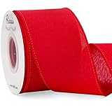 Ribbli Red Linen Wired Ribbon,2-1/2 Inch x Continuous 10 Yard, Red Burlap Wired Ribbon Christmas Ribbon for Wreaths, Big Bow Crafts,Gift Wrapping,Christmas Tree Decoration