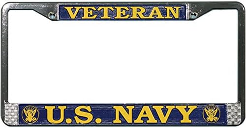 United States Navy veteran metal license plate frame