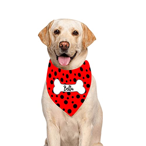 Tyymndwp Personalized Embroidered Pet Dog Collar Scarf Bandana For Dogs, Polka Dot With Dog Bone #TOP1