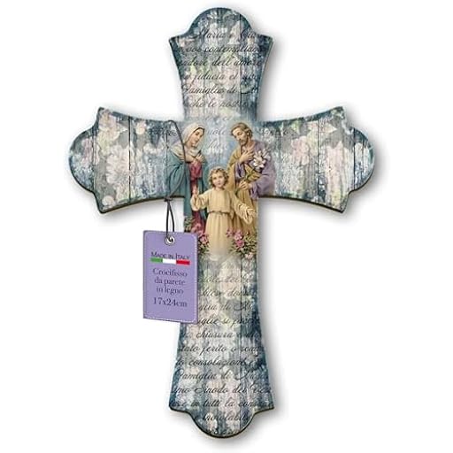 FRATELLI BONELLA - Crucifijo de Pared de Madera de Álamo de la Sagrada Familia - Vintage 17 x 24 cm - 100% Fabricada en Italia | Ya disponible en tu tienda friki favorita! En mundofriki.es!