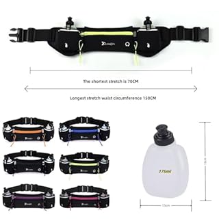 ROSSRORE Unisex Running Hydration Belt with 2x6oz Water Bottles - Running Gear, Waterproof Waist Pack for Phone, Running Bag with Water Bottle Holder for Cyclists, Hiking (Black)