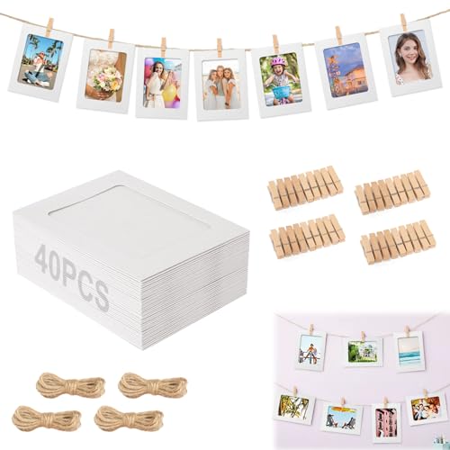 Fotogirlande 40 Stück Foto Girlande Papier Bilderrahmen 10x15 Weiß Fotorahmen mit 40 Stück Holzklammern 4 Hanfseil 6 Zoll Fotos Aufhängen für Geburtstag Hochzeit Party Wand DIY Dekoration Fotogirlande 40 Stück Foto Girlande Papier Bilderrahmen 10x15 Weiß Fotorahmen mit 40 Stück Holzklammern 4 Hanfseil 6 Zoll Fotos Aufhängen für Geburtstag Hochzeit Party Wand DIY Dekoration