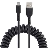 GELRHONR Retractable Micro USB Cable,Coiled USB A to USB B Charging and Data Cable for Some Micro USB Device - Black/(Max 1.5M/4.9Ft)