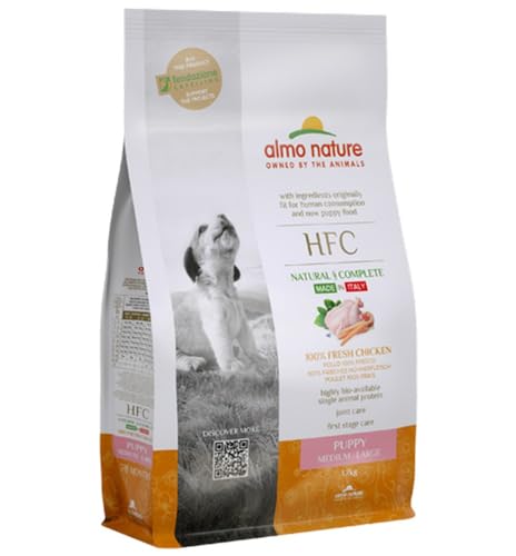 almo nature HFC Puppy M-L, Crocchette per Cuccioli - Pollo Fresco - Sacco da 1,2 kg