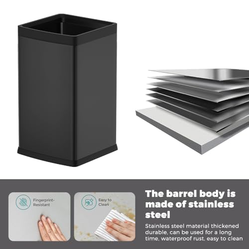 Image of 4 Gallon /15L Square Trash bin, Double Layer Bathroom Trash cans,Large Capacity,Elegant Garbage Can, for Home,Kitchen,Office,Hotel(15L Black)