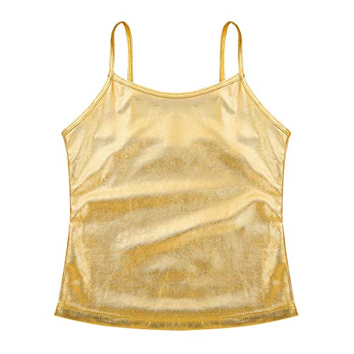 Moily Girls Shiny Metallic Camisole Cami Tank Top Tee Dance Sports Vest Shirts Casual Undershirts3