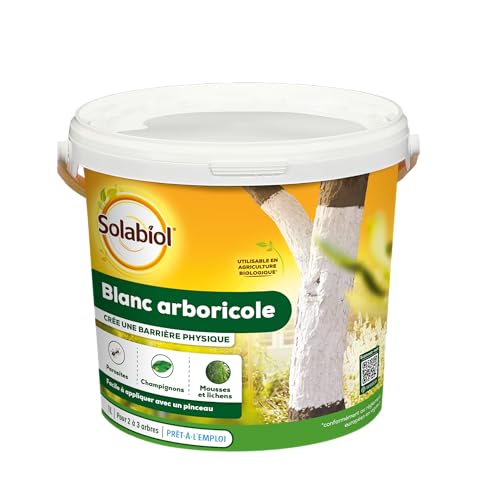 SOLABIOL Protection des Arbres Blanc Arboricole - seau 1L - Barrière physique contre les parasites, des champignons, mousses - 2 à 3 arbres SOBLANC1