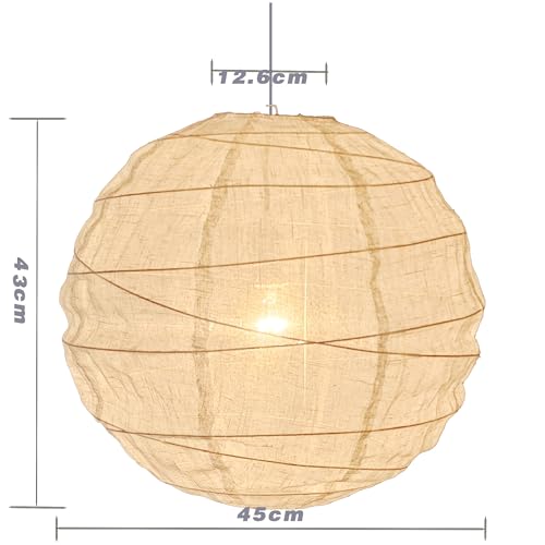 Hyzazew Leinen Lampenschirm, Faltbar Lampenschirme für Pendelleuchten, Handgefertigte Leinenlaterne für Innendekoration In Wohnzimmer, Esszimmer, Schlafzimmer, Arbeitszimmer, Flur Usw（45cm)
