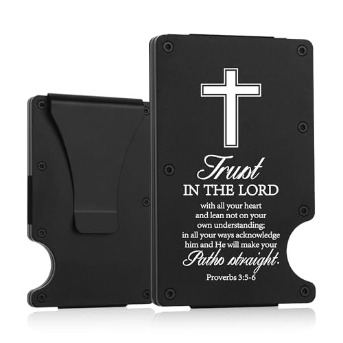 Christian Gifts,Wallet for Men, Minimalist Personalized Engraved Metal Wallet,Slim Wallet for Men, Bible Verse Faith Religious Birthday Inspiring Gifts (Proverbs 3.5-6)