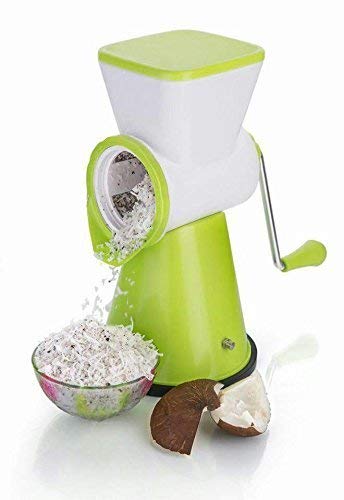Shraddha 6 in 1 Rotary Slicer Grater and Shredder for Vegetables, Fruits, Dry-Fruits Drum Grater for Kitchen with Stainless Steel Blade(Green)