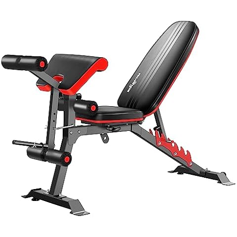 BODYRHYTHM Multifunctional Adjustable Weighted Bench with Leg Extension and Preacher Pad, Ab/Back Hyper Roman Chair, Adjustable Ab Sit up Bench, Flat Incline Decline Bench, Hyperextension Bench, Back Cover