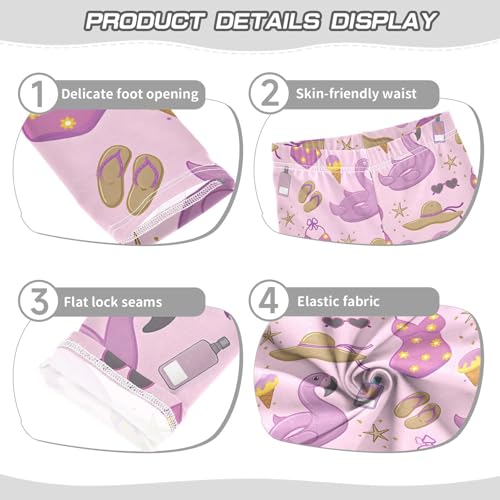 ALAZA Girls' Leggings Children's Yoga Pants Skinny Printed Dance Purple Flamingo Summer Comfortable 4T2