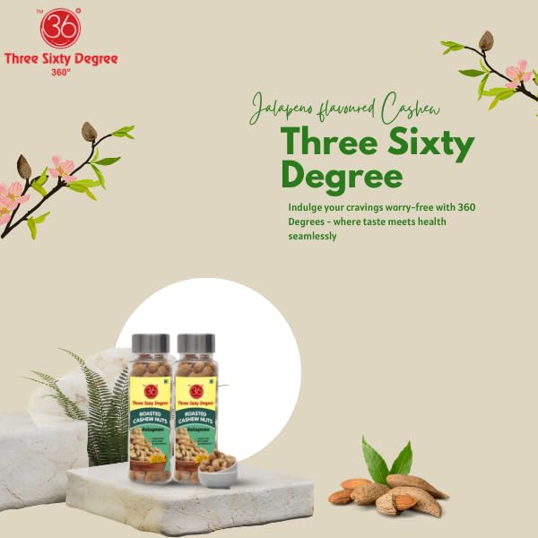 360 Roasted Salted Cashews Nuts | Bold Jalapeno Flavor | 200g (2 x 100g each) | Healthy Snacks | Rich in Nutrition | Fiber Packed | Wholesome Snack 2