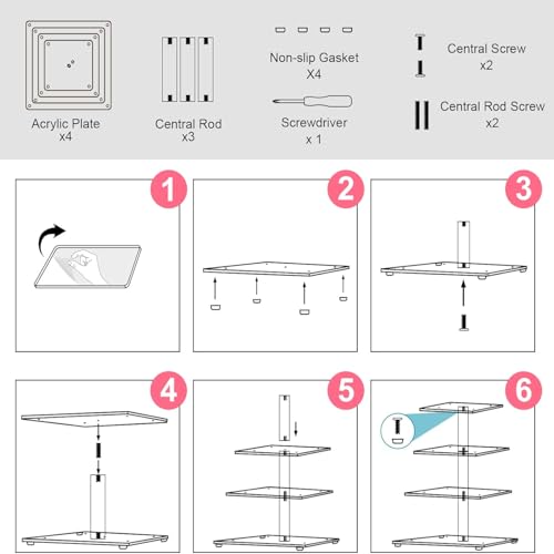LATERN 4-Stöckig Cupcake Ständer, Quadratischer Acryl Cupcake Turm Transparenter Etagen Präsentationsständer Wiederverwendbarer Kuchen Dessert Halter für Hochzeit Geburtstag Babyparty Halloween Party
