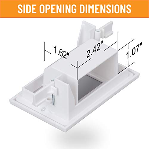 Wi4You Cable Pass Through Wall Plate White, Recessed Cable Wall Plate Built In Bracket For Drywall, Decora Side Opening For Low Voltage Cables In Wall Installation #TOP2