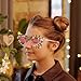 Holibanna Flower Decor Sunglasses for Women, Trendy Party Glasses with Rose Frame, Retro Fashionable Eyewear for Costume and Outdoor Events