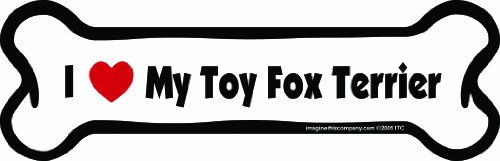 Imagine This Company I Love My Breed Bone Shaped Pet Magnet; Removable Magnets for Cars, Fridges, Lockers & More, Stylish Pet Inspired Car Accessories, 2 x 7 inches, White/Black, Toy Fox Terrier