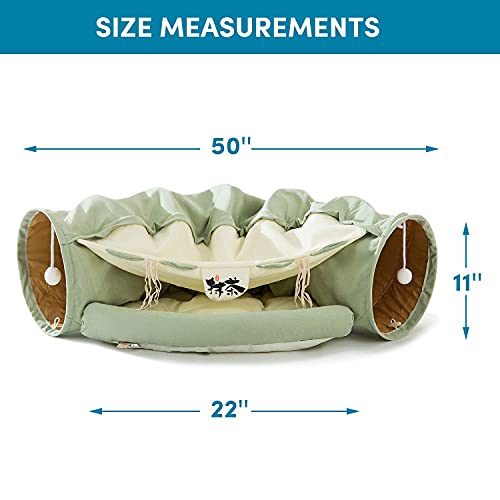 Hipipet Cat Tunnel For Indoor Cats, Cat Tube With Collapsible Washable Cat Bed,Premium Cat Toy For Small Medium Large Cat.(Matcha) #TOP7