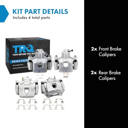 Image of TRQ Front and Rear Brake Caliper Set Zinc Coated Brackets Compatible with 2000-2004 Toyota Avalon