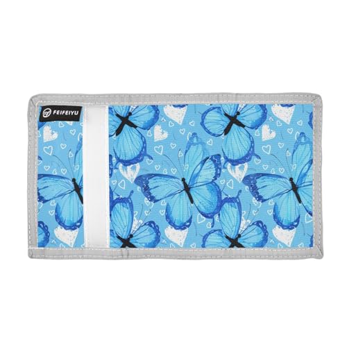 Blue Butterflies Blue Kids Wallet for Boys Girls Trifold Sport Outdoor Wallets for Teen Children Youth Wallet with Zippered Coin Pockets Card Holders Front Pocket Wallets with Magic Sticker2
