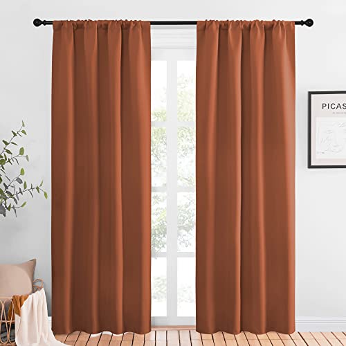 NICETOWN Blackout Curtains and Drapes - Thermal Insulated Solid Rod Pocket Blackout Draperies/Panels (Burnt Orange, 1 Pair, 42 by 84 inches) Burnt Orange 42"W x 84"L (Pack of 2)