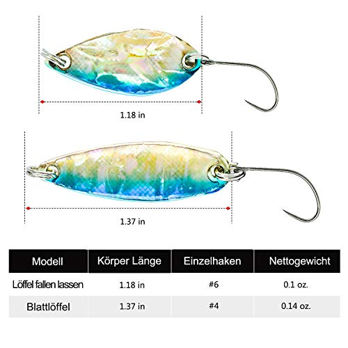 Goture Forellenköder Spoons Forelle Köder Blinker Eisfischköder Kunstköder Zum Angeln auf Forelle, Crappie, Panfish und… – Bild 3